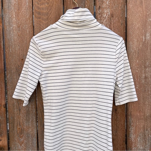 A NEW DAY Women’s White Black Stripe Elbow Sleeve Turtleneck Shirt Size Large - Picture 9 of 12